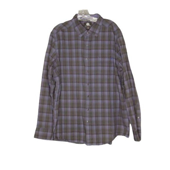 Rock & Republic Button Down Shirt Mens Size XL Blue/Black Long Sleeve Plaid - Picture 1 of 10